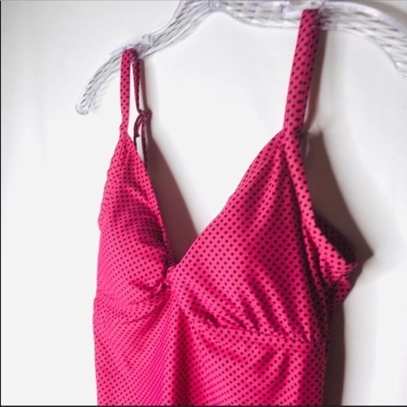 NEW Jantzen Classic pink swimsuit bow 14 Large adjustable straps L free shipping - Picture 3 of 8